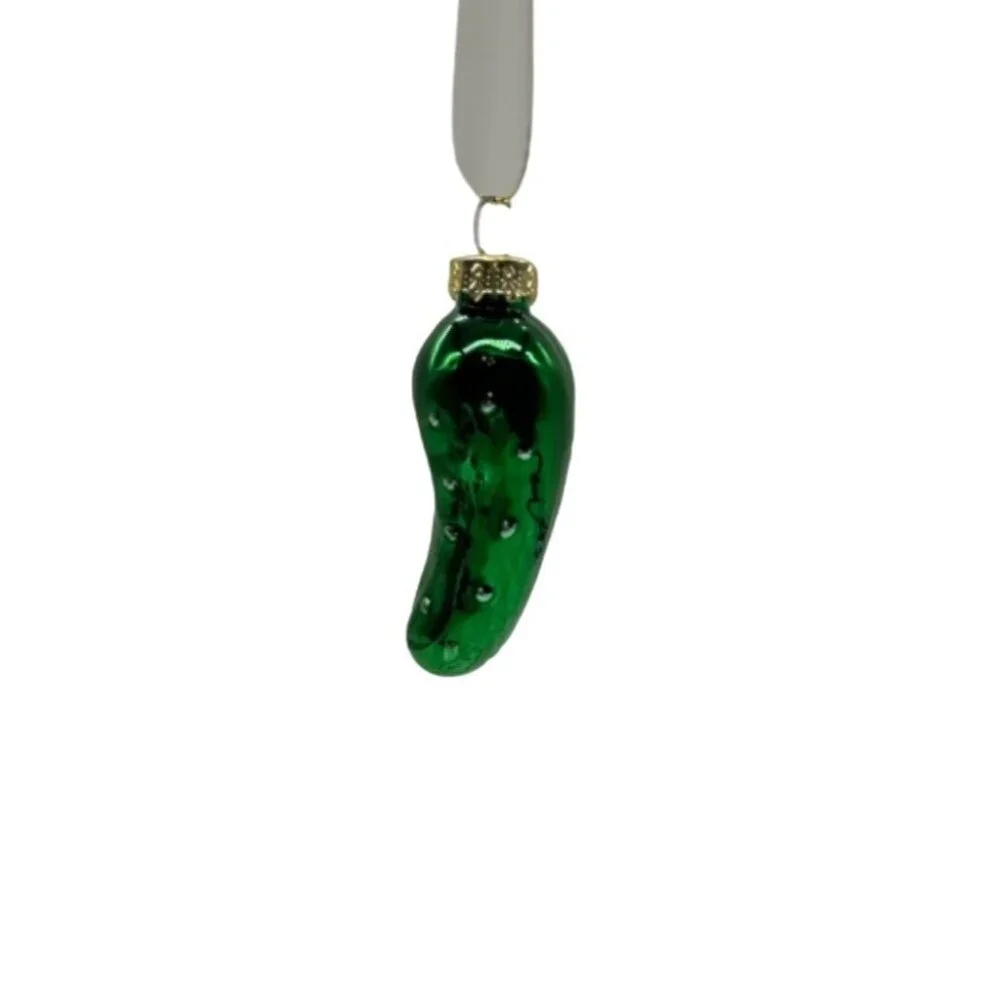 Legend of the Pickle‎ Green Glass Christmas Ornament 2 1/2